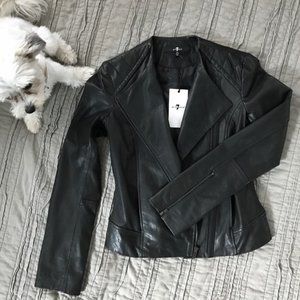 7 For All Mankind Black leather jacket